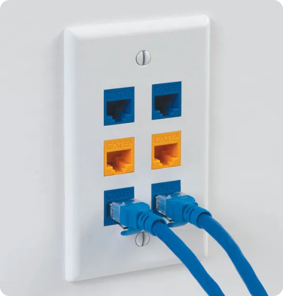 CAT6 workstation outlet with multiple Ethernet ports